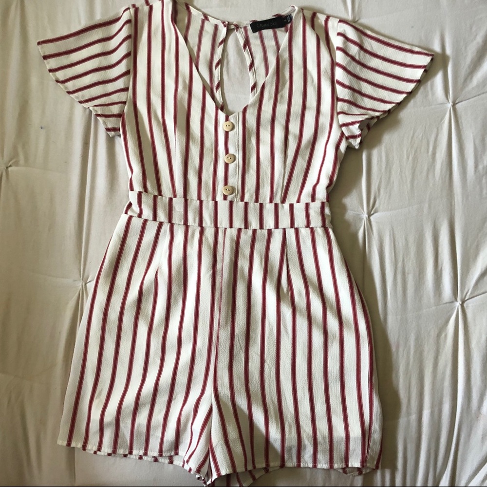 Red & white stripped romper
